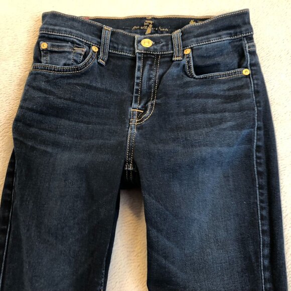 7 For All Mankind Women's Jeans Size 25 Skinny Fit Dark Wash Stretch Cotton Blen - Picture 8 of 13
